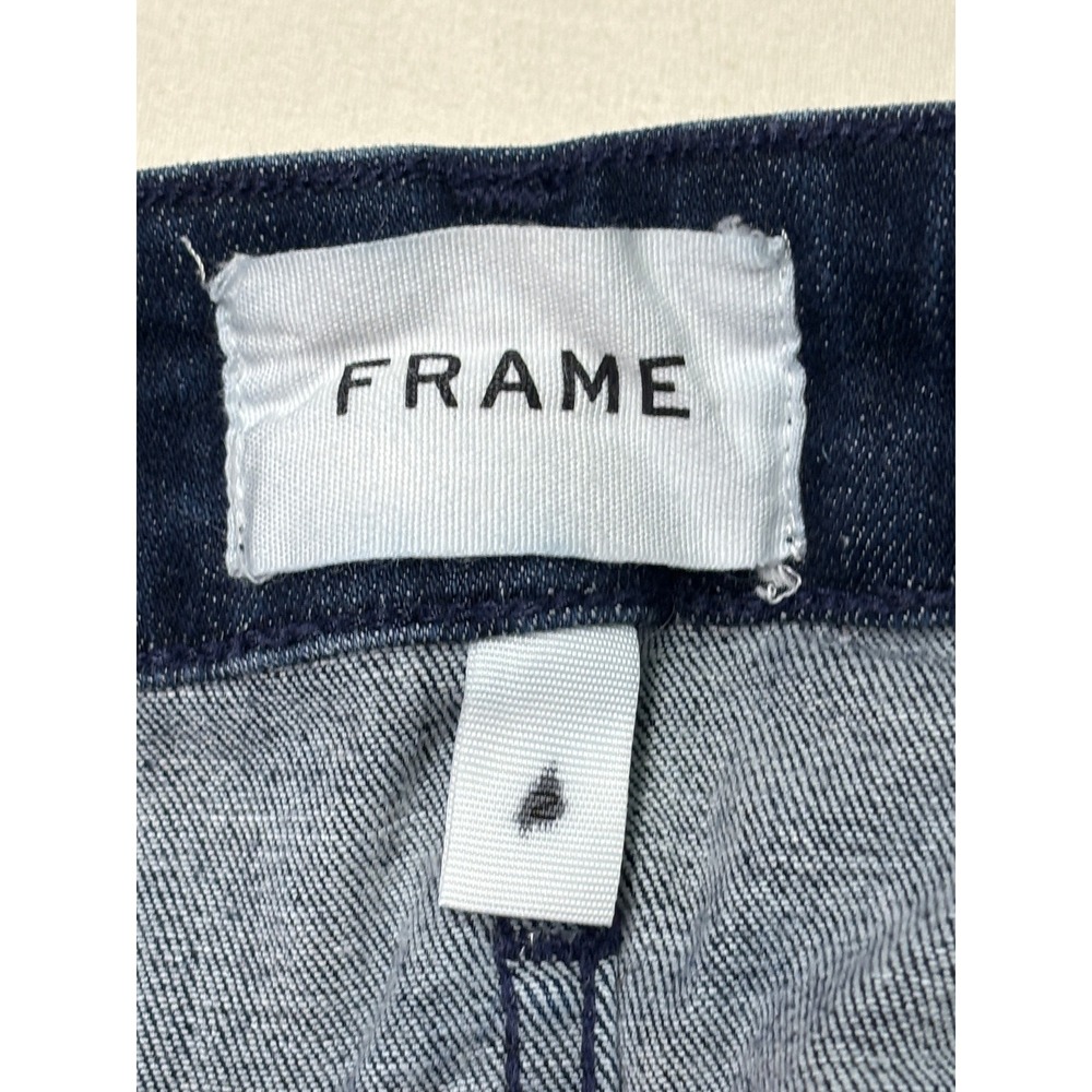 FRAME Le One Flare Jeans Dark Wash High Rise Stretch Denim Womens Size 28X32 - Picture 4 of 11